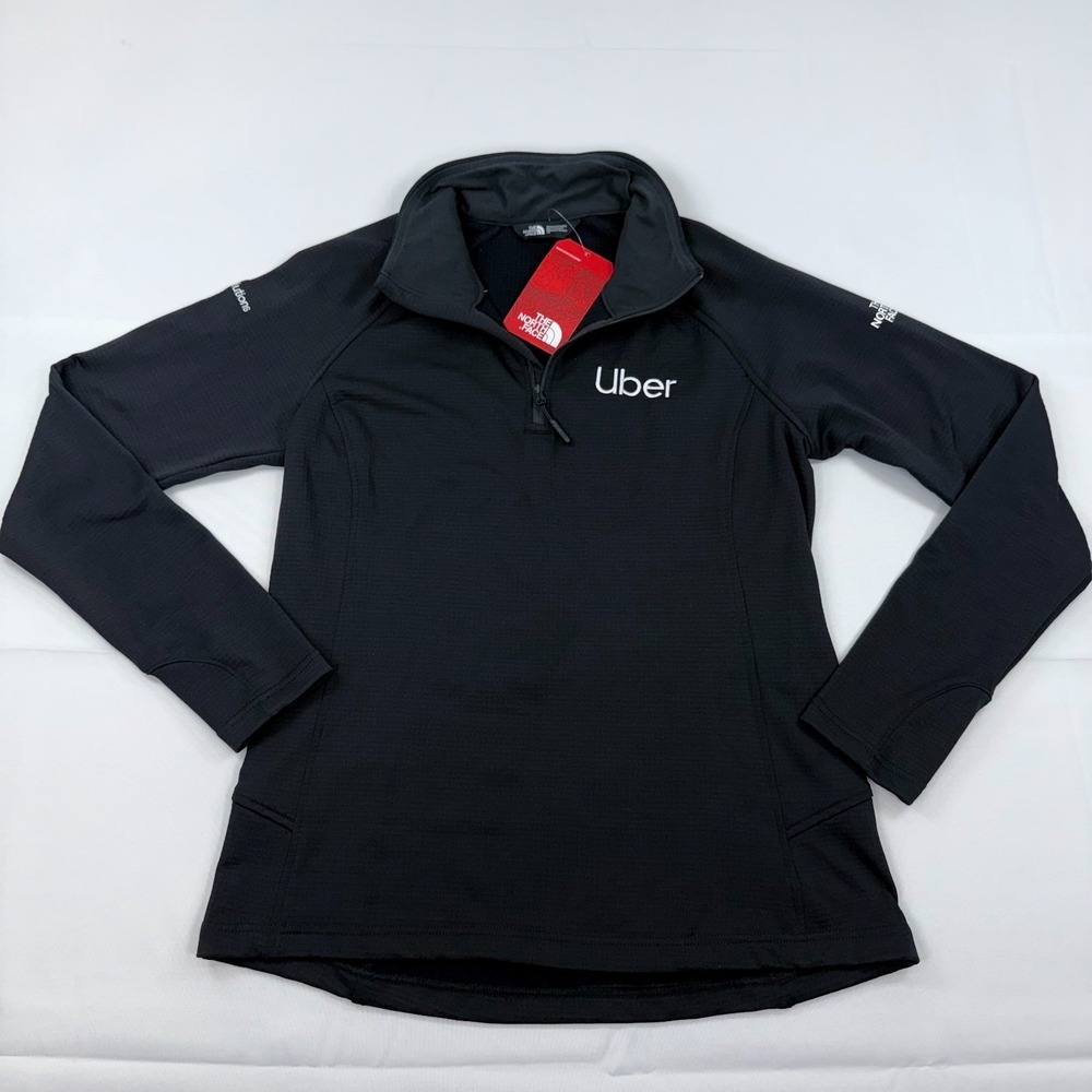 NWT The North Face 1/4 Zip Fleece Women Large Black Mountain Peaks Pullover Uber